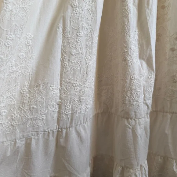 Zara Contrasting Embroidered Knit Dress Cotton Blend Tie Back NWT L Cottagecore - Picture 13 of 13